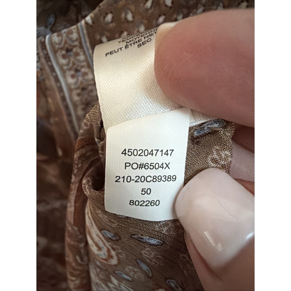 Chicos Top Shirt Blouse Womens Size 3 US XL Brown Paisley Sheer Light V Neck - Picture 6 of 9